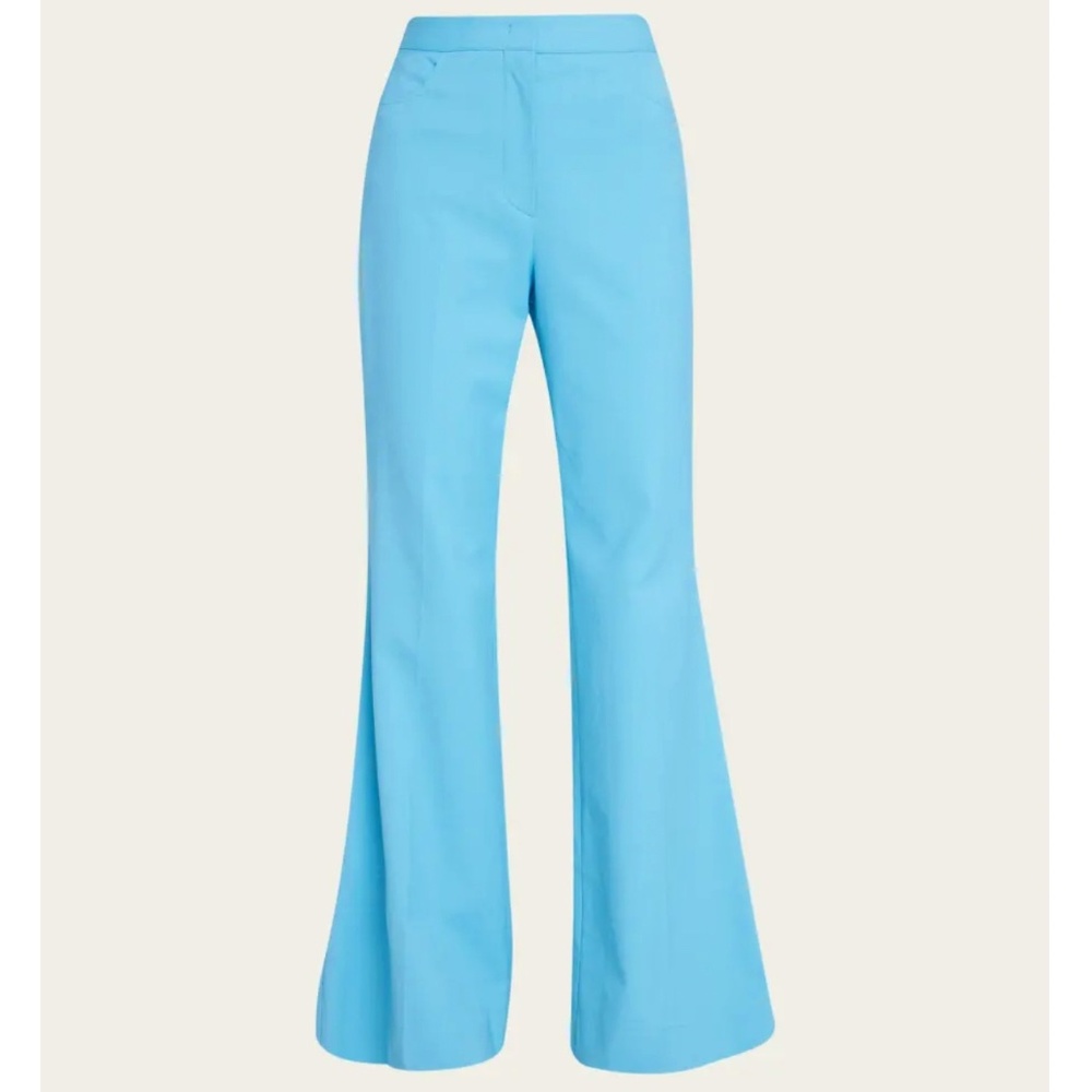 Recto Women's Blue Costa Low-Rise Flared Twill Pants Small